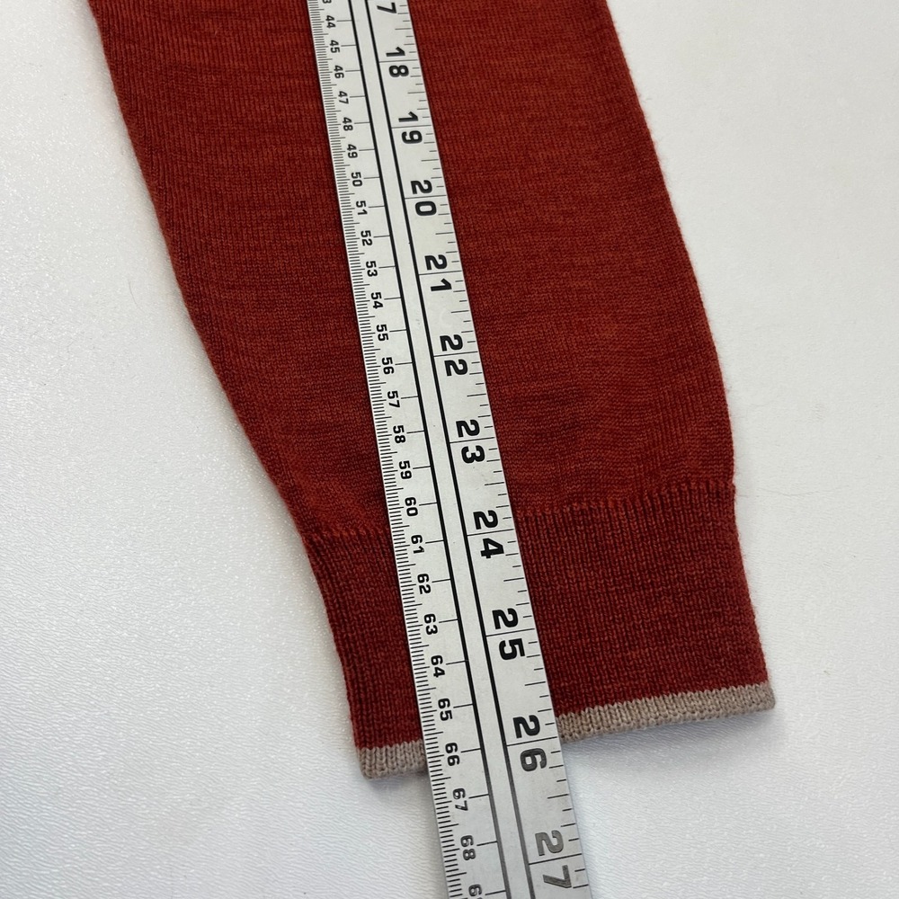 Hagen Carmel Sweater Mens XL Brown Rust Red 1/4 Quarter Zip Merino Wool Italy - Picture 11 of 13